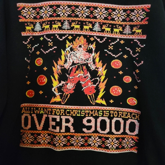 OVER 9000 Christmas Dragon Ball Z sweatshirt - Picture 3 of 4
